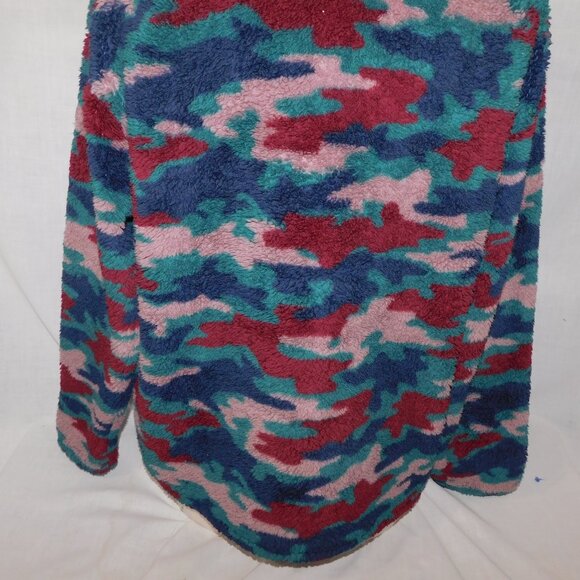 Eddie Bauer Womens L High pile Teddy Fleece Multicolor Camo 1/4 Zip Pullover - Picture 9 of 9